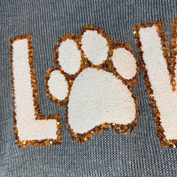 SIMPLY SOUTHERN Women’s Size L Sweater Crewneck Graphic Love Paw Print Bling - Picture 8 of 16